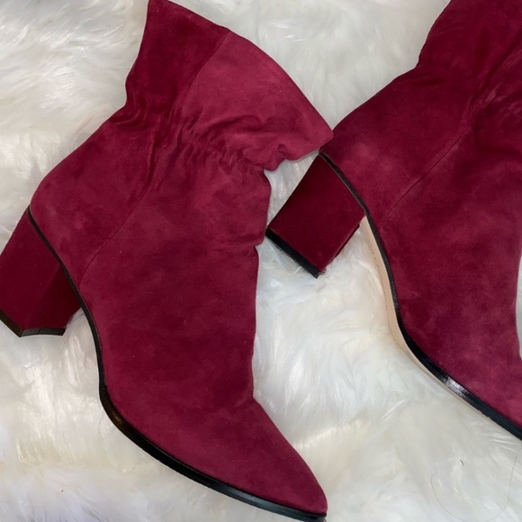 Sole Society Wine Suede Scrunch Booties Size 8.5 - Picture 3 of 9